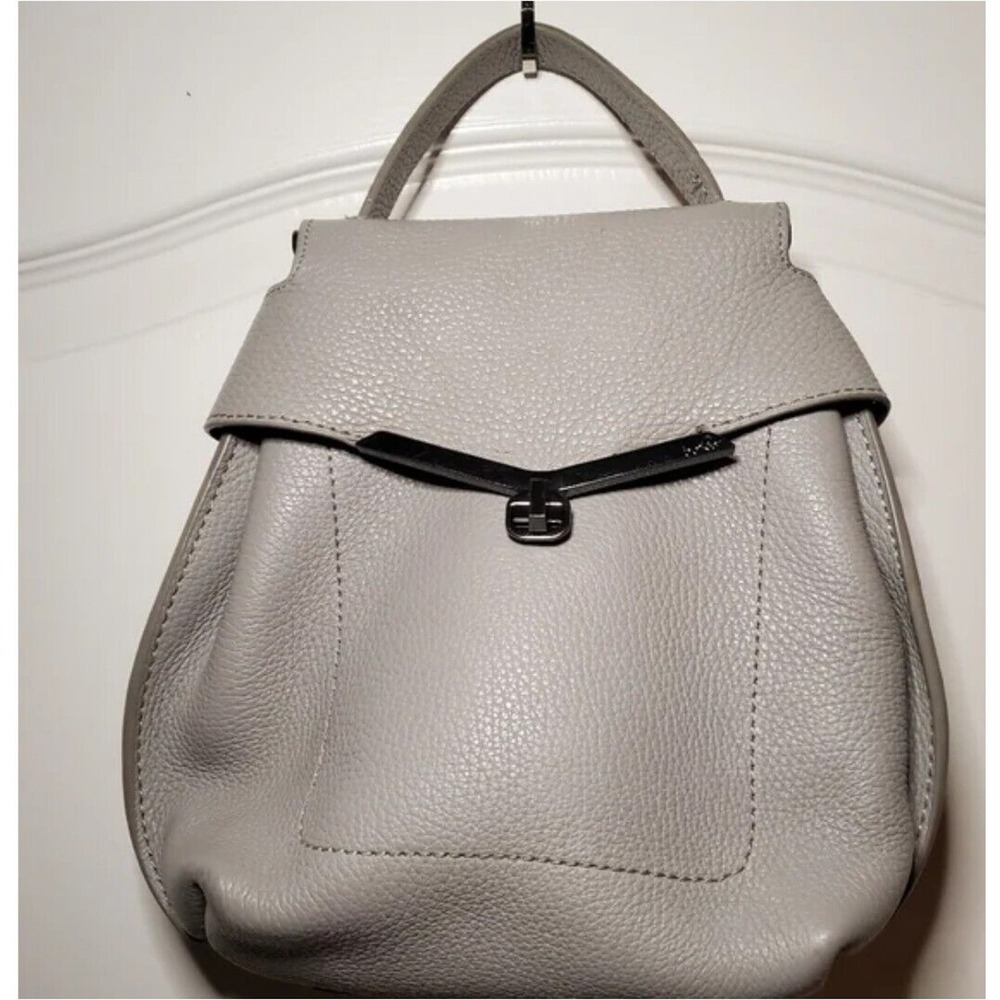 Botkier New York Valentina Grey Pebbled Leather Convertible Backpack Bag - Picture 12 of 12